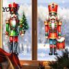 Winter Holiday Gift Nutcracker Soldier/Bow Window Static Decals, Waterproof PVC Christmas Stickers, Party Supplies Reusable Wall Stickers for