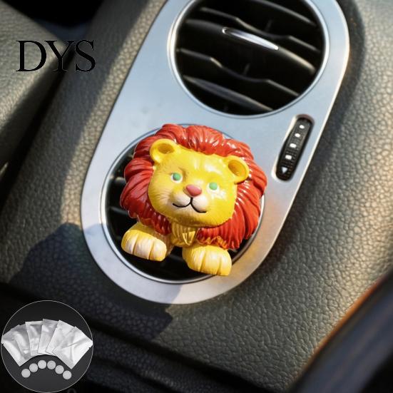 Resin Car Interior Decoration Cute Animal Vent Clip Air Freshener with Aroma Pad, Lion Gift for Owners Leopard Deer Owl Dashboard Ornament,
