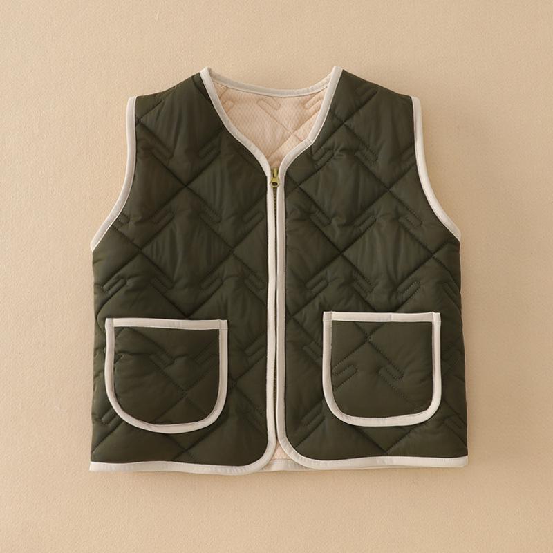 Children's Cotton Windproof Sleeveless Vest for School Uniforms and Casual Warmth, Primary and Middle School Students