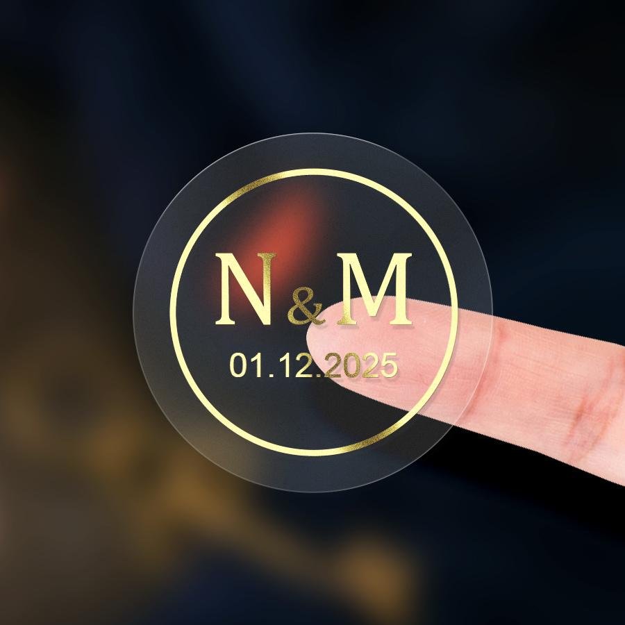 Transparent Gold Custom Waterproof Stickers - Invitations Packaging Home Decor - Creative Labels For Memorable Souvenirs