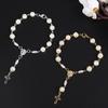 Rosary Finger Baptism Rosaries White Rose Bracelet for Baptism Favor Christening