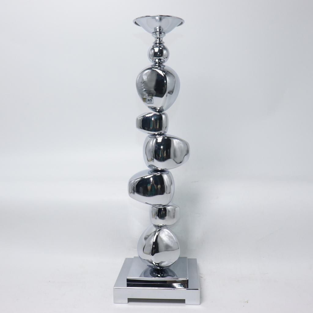 Heimdekoration Ornamente, Kreativ gestapelte Stein-Metall-Kerzenhalter, Galvanisierte gebürstete Aromatherapie-Kerzenhalter