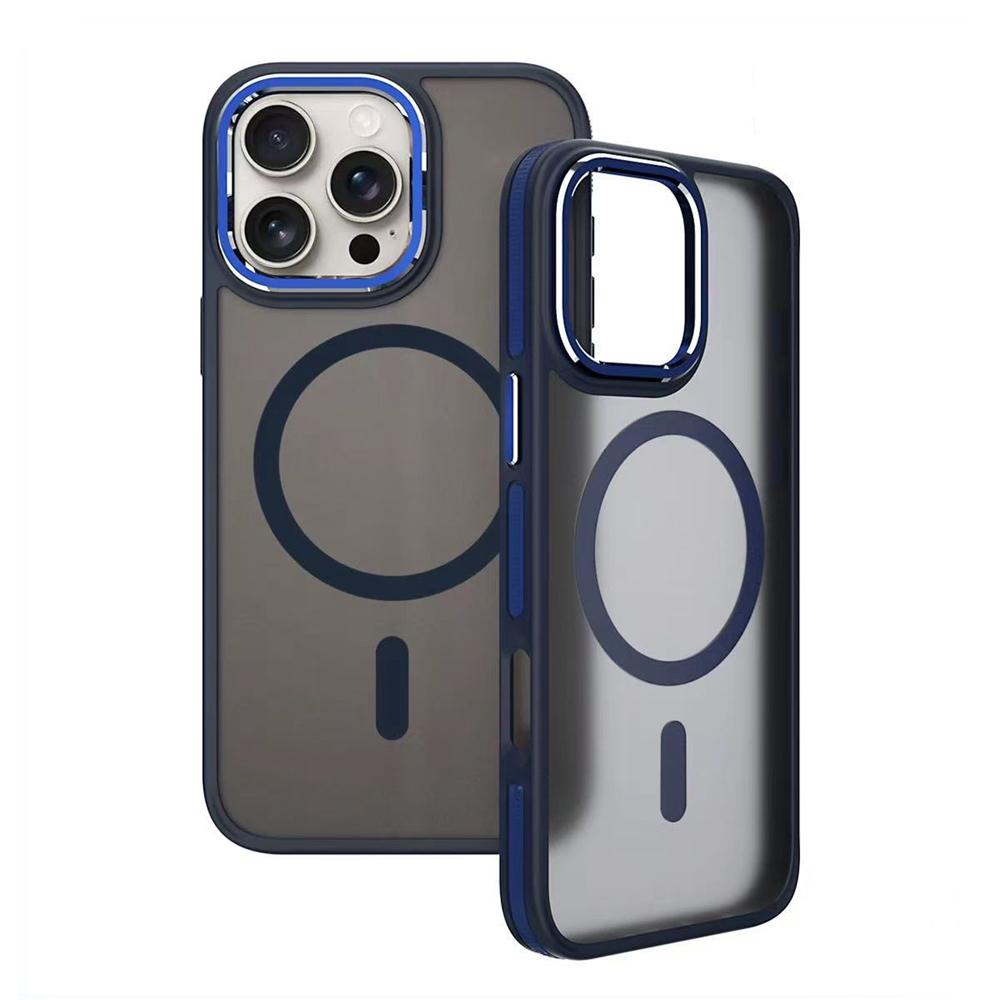 KEYSION Shockproof Magnetic Case for iPhone 15 16 Pro Max 15 Plus 16e Matte Translucent PC+TPU Color Blocking Phone Cover