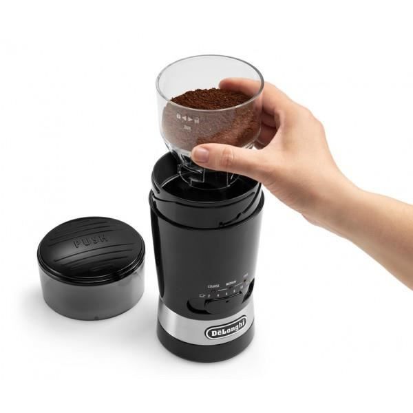 Moulin À Café DELONGHI KG210 - Noir - 170 W - 3 Finesses De Mouture - Capacité 90 G