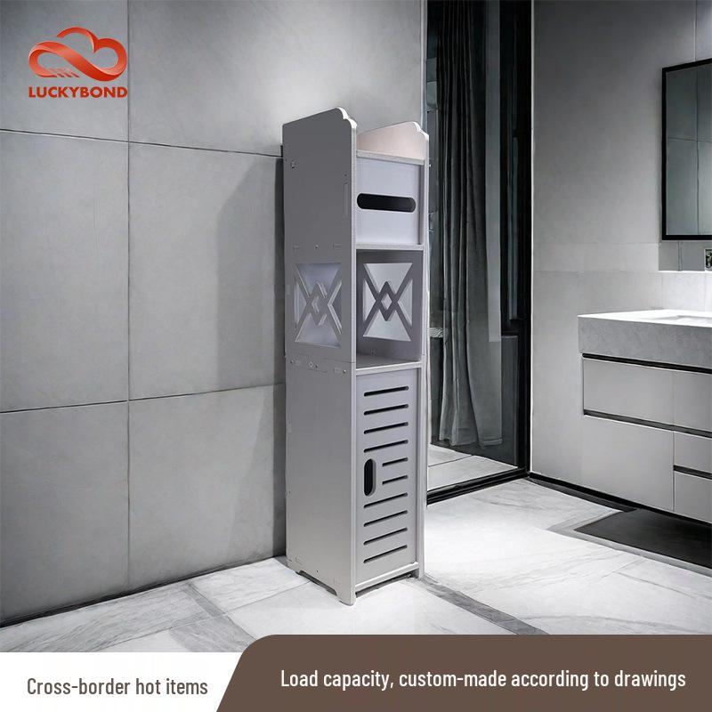 Punch-Free Bathroom Storage Rack: High-End Bathtub & Toilet Side Cabinet