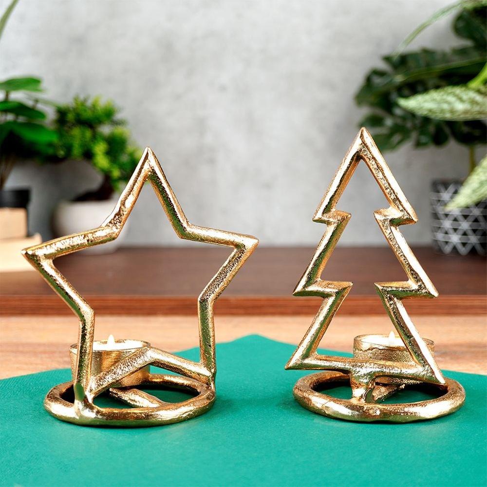Ster Kaarsenhouder Metaal Goud Kerst Theelicht Kaarsenstandaard