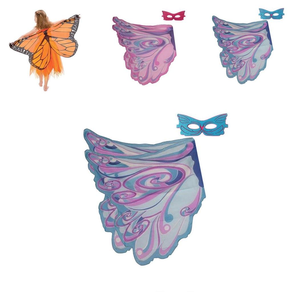 Children's Halloween Costume Butterfly Wings Shawl With Mask For Boys And Girls