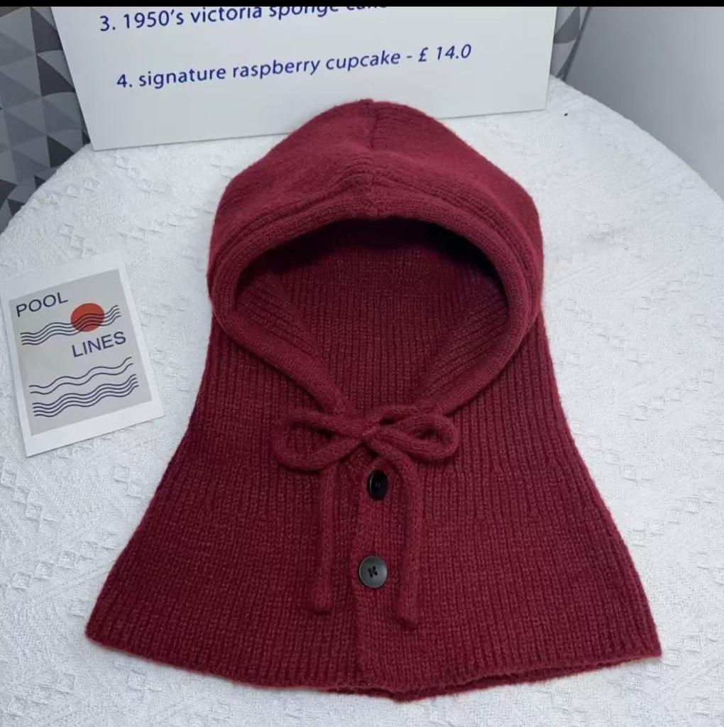 Winter Hat Scarf Integrated Two-piece Set Solid Color Warm Dual-purpose Knitted Hat Cape Versatile Fashion Hooded Shawl