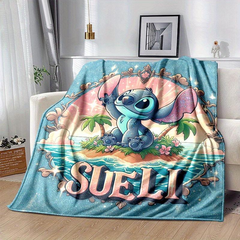 1ks deka s potiskem Stitch - Měkká, celoroční přehoz do obývacího pokoje, ložnice, personalizovaný dárek s roztomilým kresleným designem