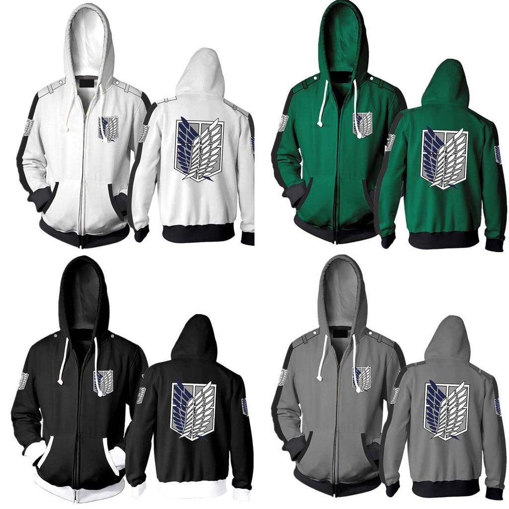 Premium Attack On Titan Hoodie Hooded Sweater Sweatshirt Zipper Coat Cosplay Costume For Fans