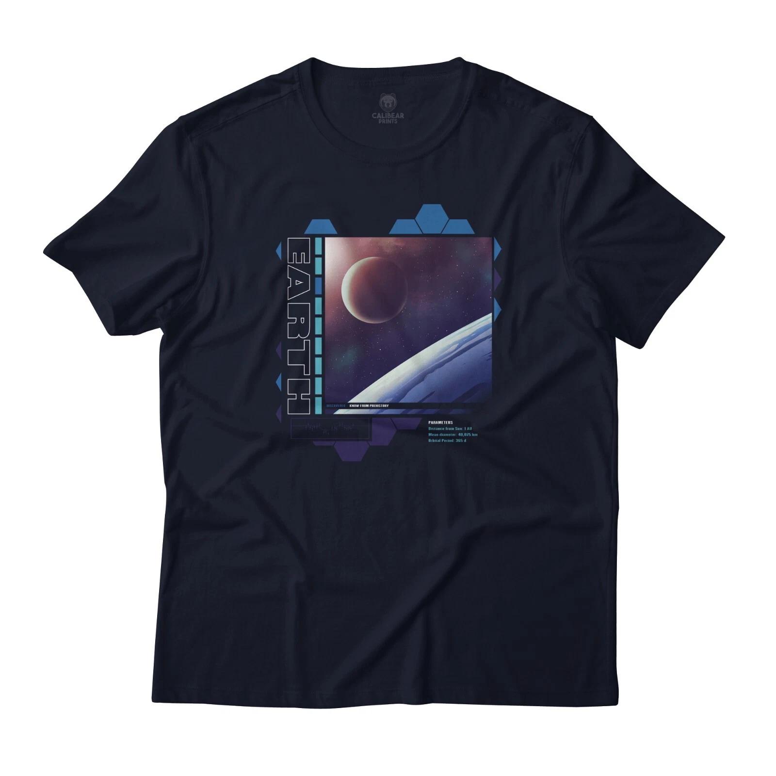 Planet Earth Solar System Art Aesthetic Graphic T-T-Shirt Lightweight Cotton M