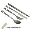 Titanium Tableware Set Household 4 In 1 Dinnerware Knife and Fork Spoon Travel Vajilla Camping Portable Supplies Fork Spoon Set