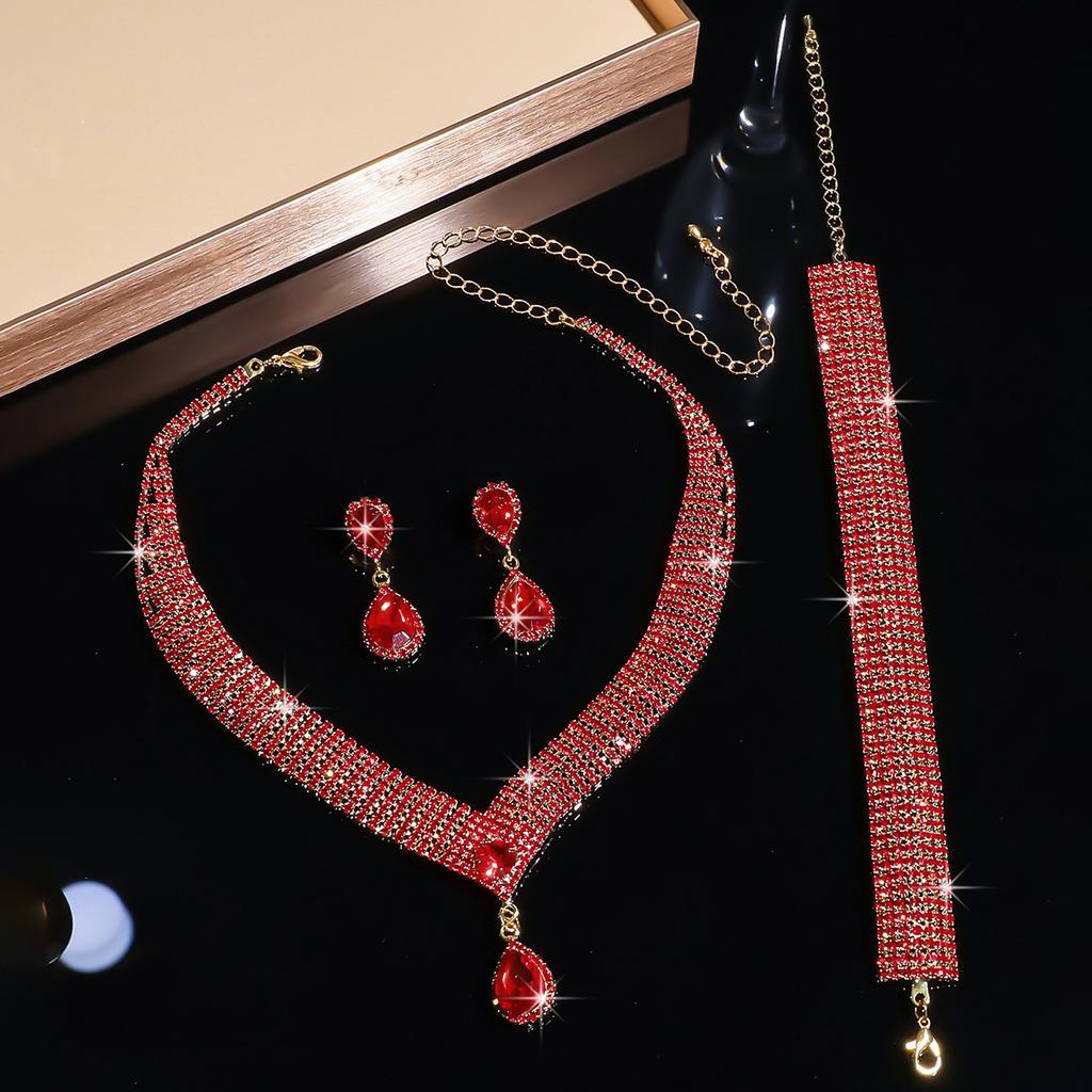 Luxury Rhinestone Super Beauty Necklace Earrings Bracelet Set