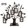 Family Tree Picture Frame Metal Tree Photo Frame Stand with 6 Ornamental 1.77" X 2.56"/2.17" X 3.15" Frames for Wall Table Decor