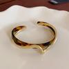 Gold-Plated Textured Open Bangle: Korean Style, High-End Cold Aesthetic