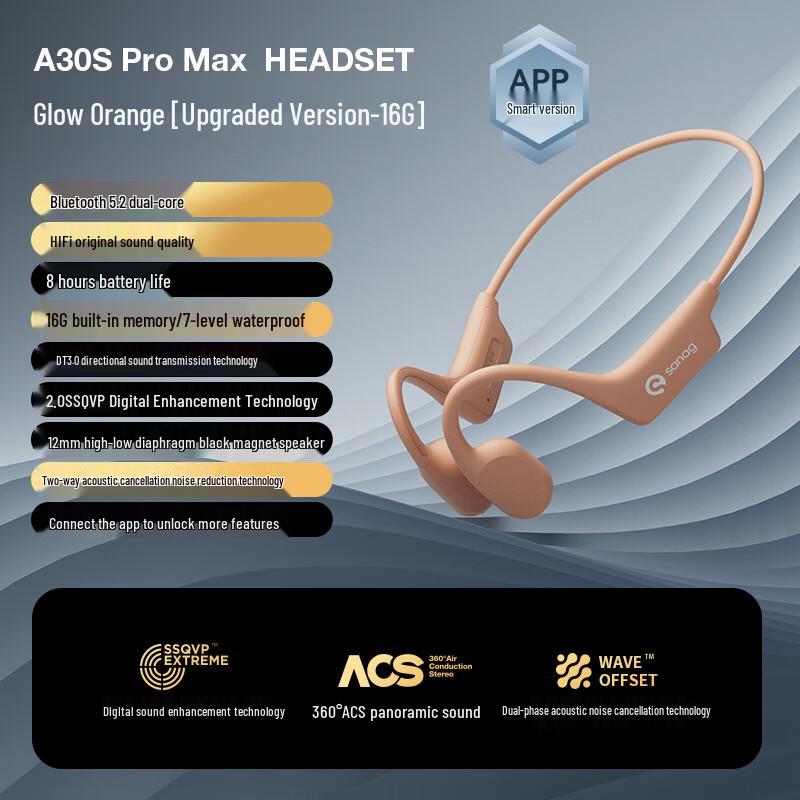 

Saina A30S Pro Max 16GB Bone Conduction Sports Headphones