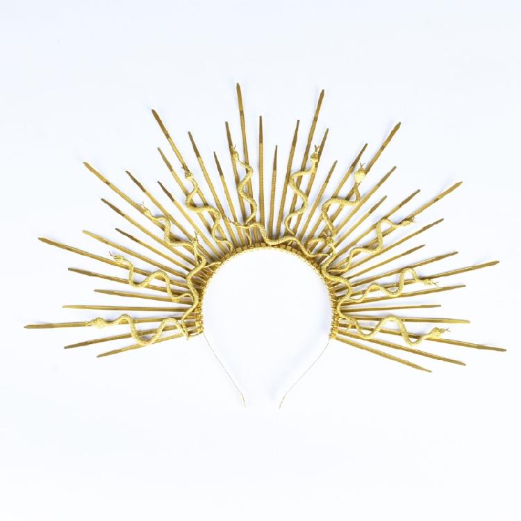 Unique Punk Snake Artistic Hair Band Spiked Head Accessory for Adults Hair Hoop with Metallic and Snake Cosplay Maid