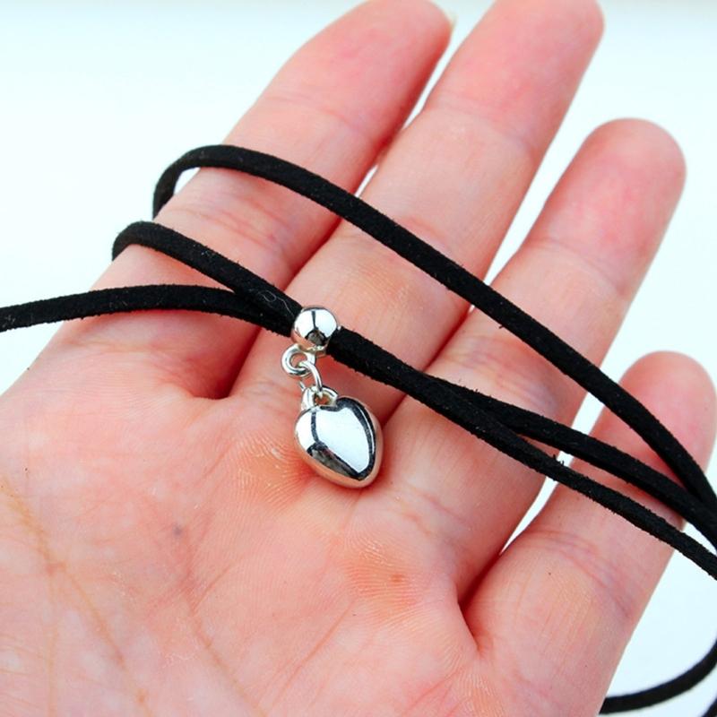 Gothic Black Long Necklace Velvet-Rope Heart Star Sun-Moon Pendant Choker Clavicle Chain Y2k Jewelry Women Girl Teen