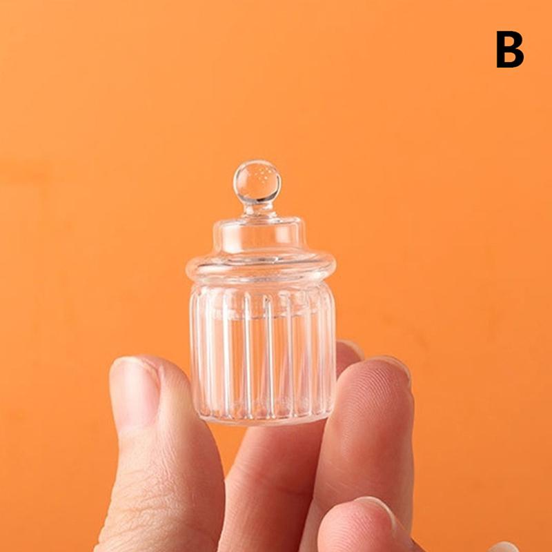 

1:12 миниатюрных баночек для конфет в виде кукольного домика, крошечная бутылочка для хранения с крышкой, игрушка для домашнего декора