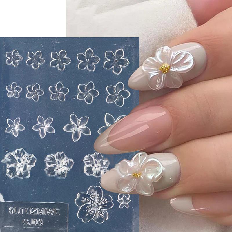 Handmade Frangipani Silicone Nail Art Mold High Transparent Manicure Design Template