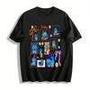 Halloween Derby Blau Katze Grafik T-Shirt Gruselige Magie Kätzchen Kürbis Thema Lässiges Oberteil Reines Baumwoll-T-Shirt