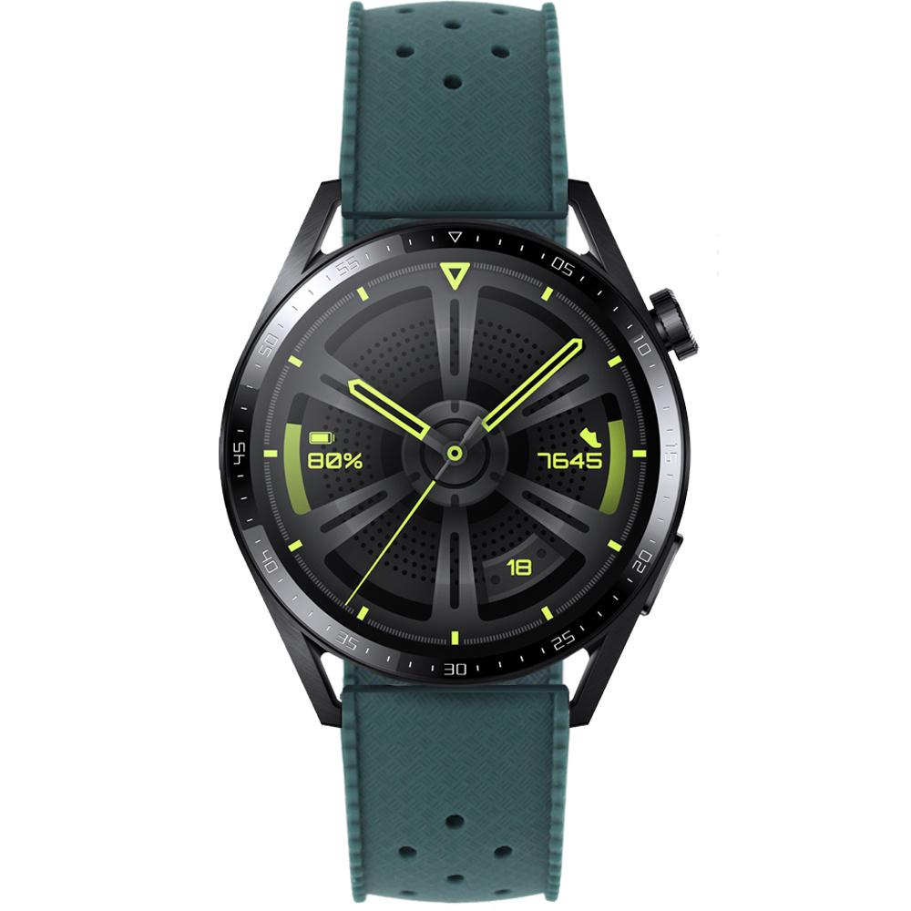 ERBORD Universal Silicone Strap 22mm, Tropic, Green/Black Buckle