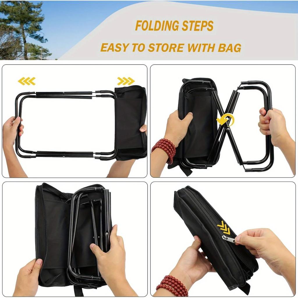 Portable Foldable Backpack Stool Lightweight Compact Camping Chair for Outdoor Fishing Picnic Hiking Travel and Emergency