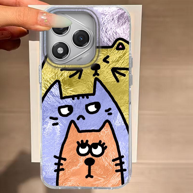 

Чехол для Honor 400 Lite 200 Pro 200Lite X9c X9a X8b X8a 5G Чехол для телефона Мультяшный оранжевый кот Для Honor 200 Защитная силиконовая сумка Honor X8a белый