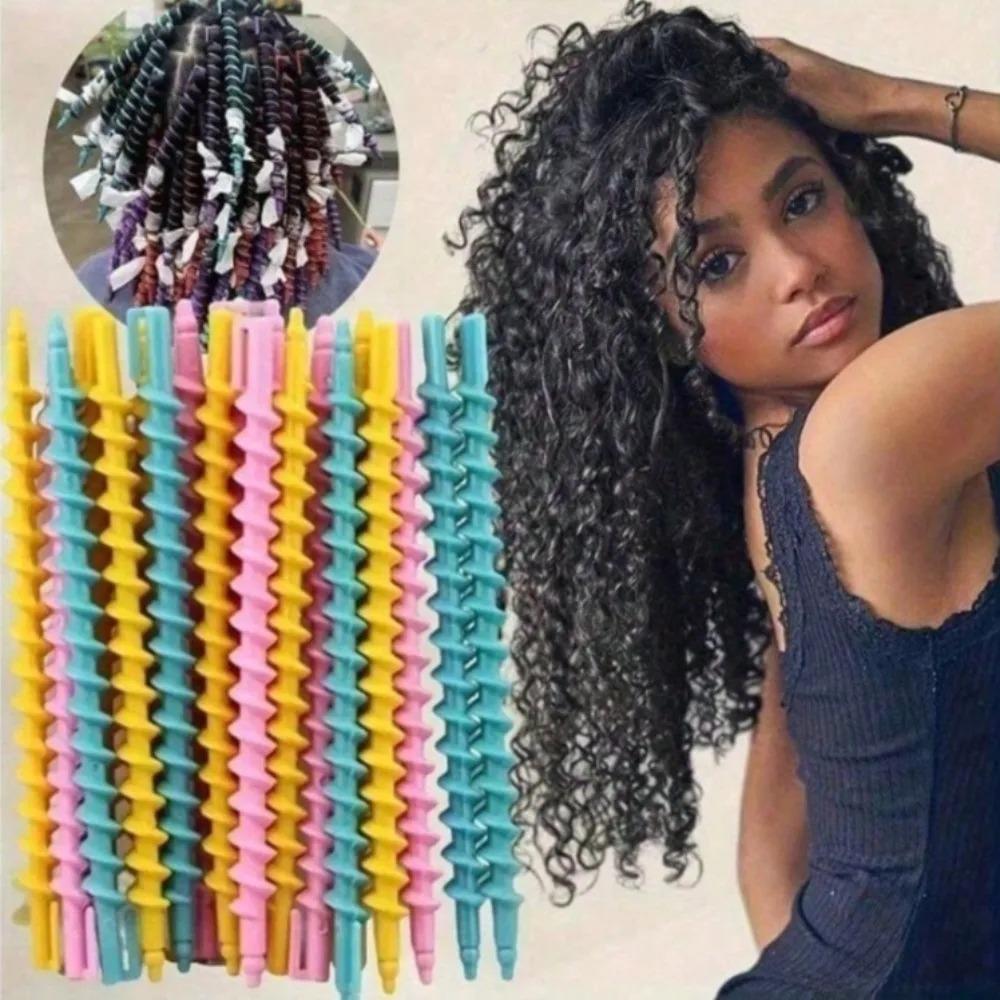 20Pcs Set Heatless Curls Mixed Color Spiral Hair Styling Tools Random Curling Rods for Cold Perming Suitable for Hair Salons