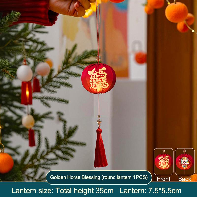 Год Лошади Китайские Подвесные Фонари Светящиеся Ручная Работа 2026 Новый Год Фонари Тканевые С Кисточкой Портативные Фонари Для Улицы 1 шт. 9