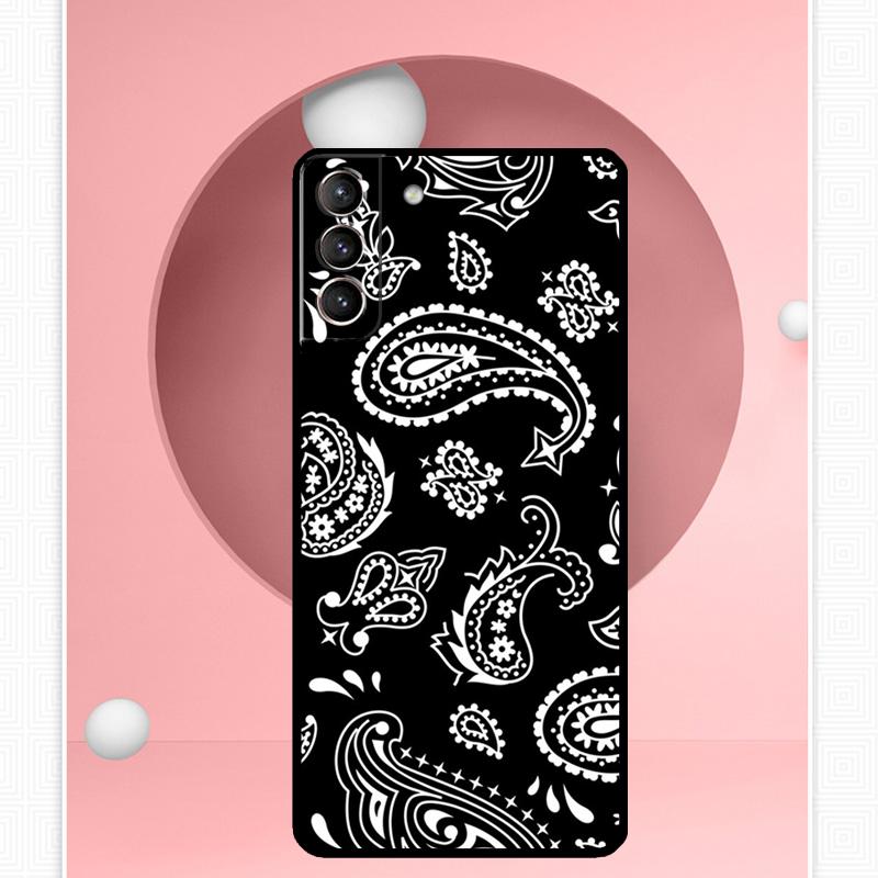 Black Bandana Paisley Case For Samsung Galaxy S25 Ultra S20 S21 S22 S23 S24 Ultra S9 S10 Plus S25 FE Cover Funda