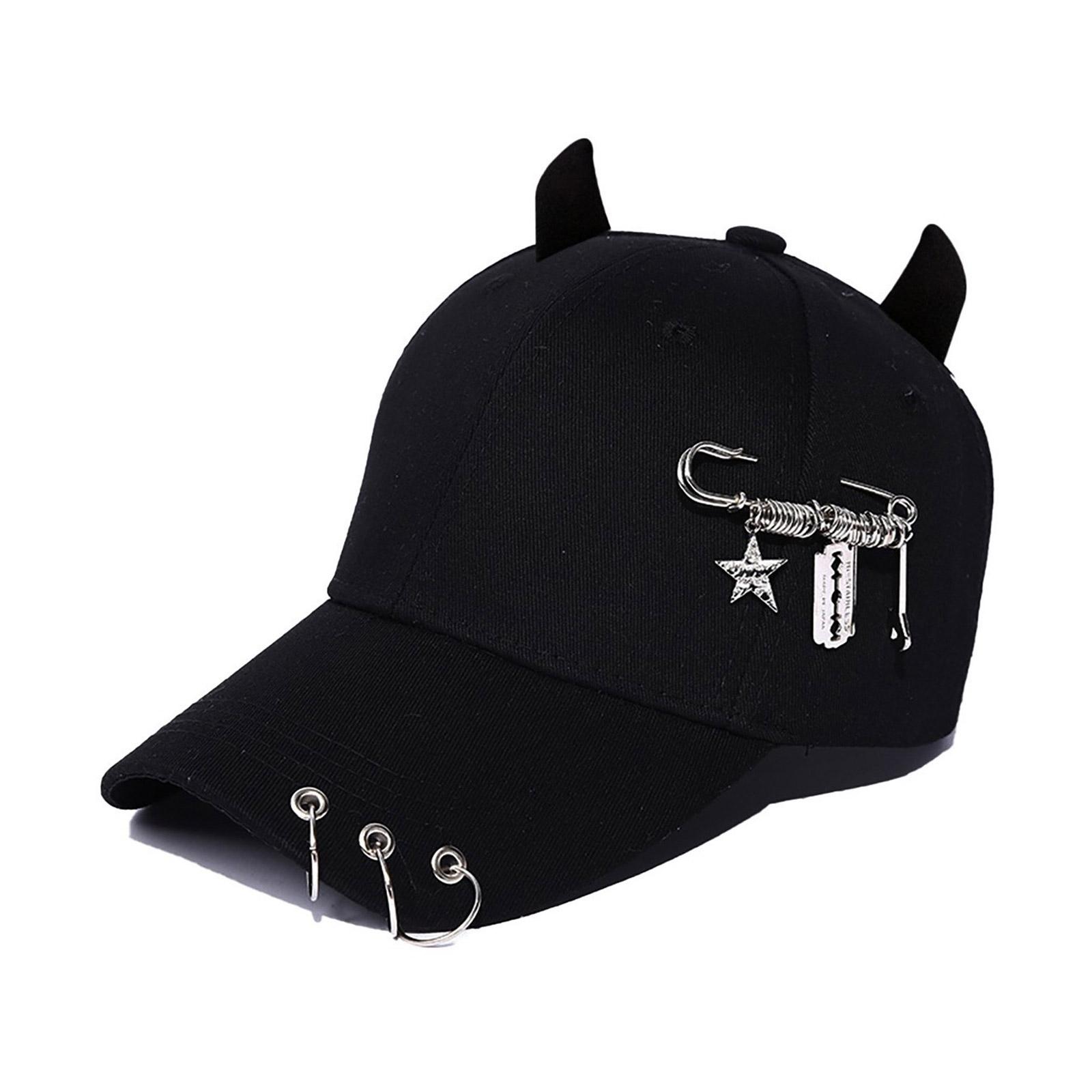 

Harajuku Devil Hat with Horn Baseball Caps Adjust Head Size Sun Hat Cycling Climbing Travel Visor Hat for Girl Woman