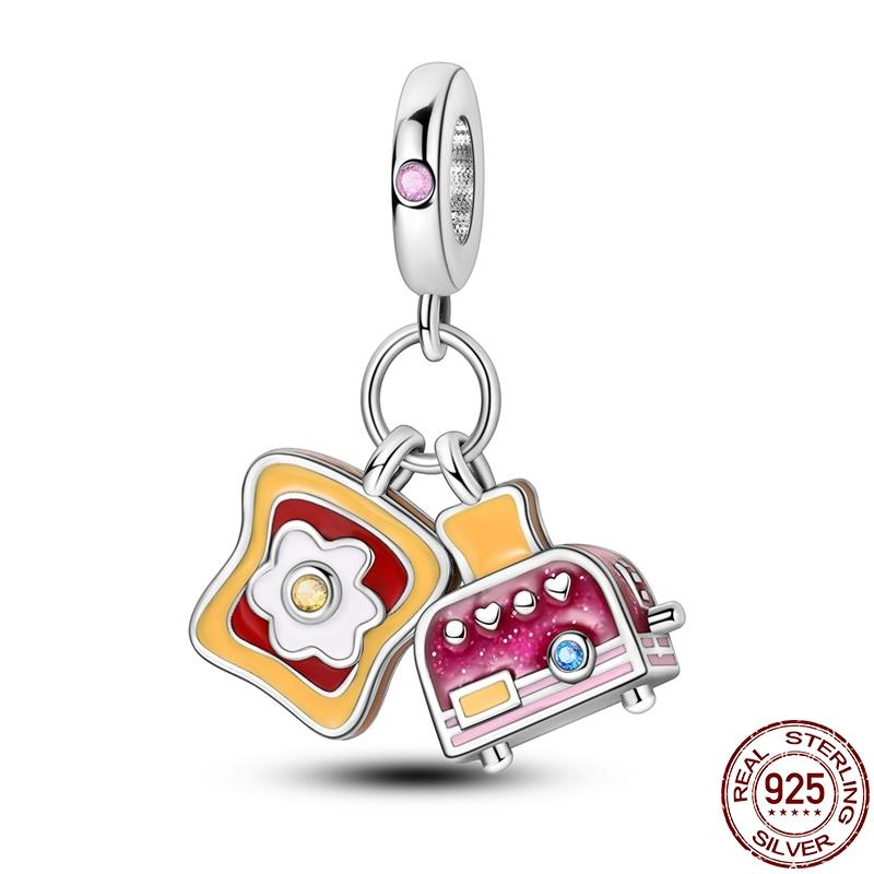 Fit 3Mm Panoriginal Bracelet 100% Copper Toaster Toast Pendant Charm For Women Jewelry Diy Fine Giftnew