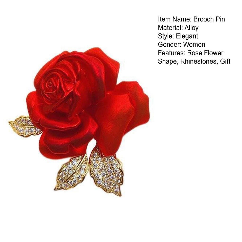 Spilla di lusso a forma di fiore rosa Spilla con strass brillanti Elegante abito cappotto soprabito distintivo accessori per vestiti