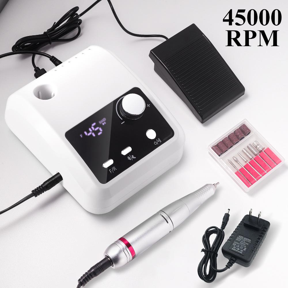Lightweight Electric Nail Drill 204: 45000 RPM for Manicure, Nail Removal & Polishing