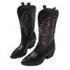 Direct supply V-port sequined western cowboy boots women's middle heel pointed knight boots large size leather boots