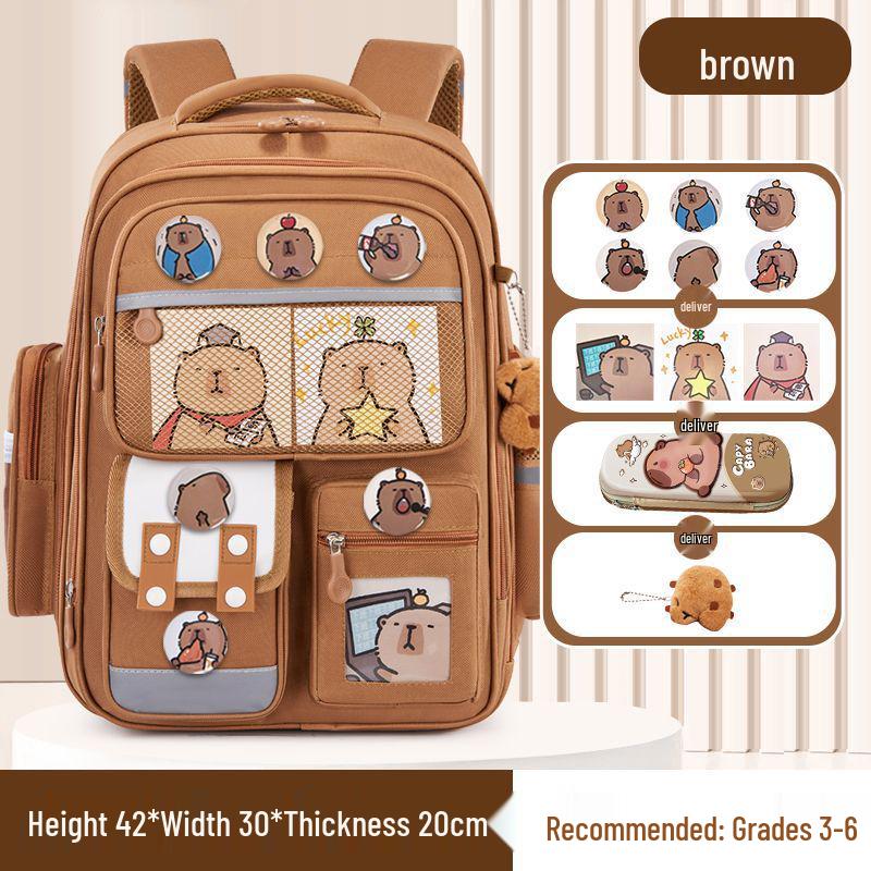 Kids' Lightweight Backpack with Spine Protection for Grades 1-6, Large Capacity, Ideal for Boys and Girls