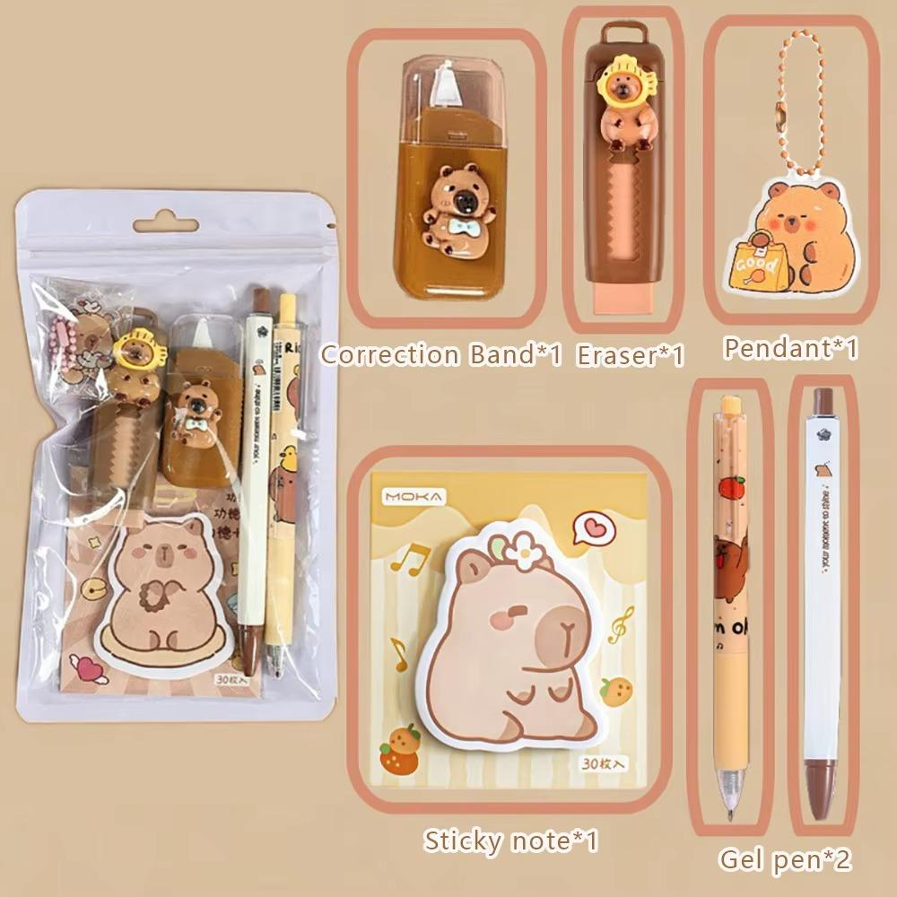 

10 Color Pens Capybara Stationery Set Kawaii Student Tools Gift Kit for Primary School Set 2