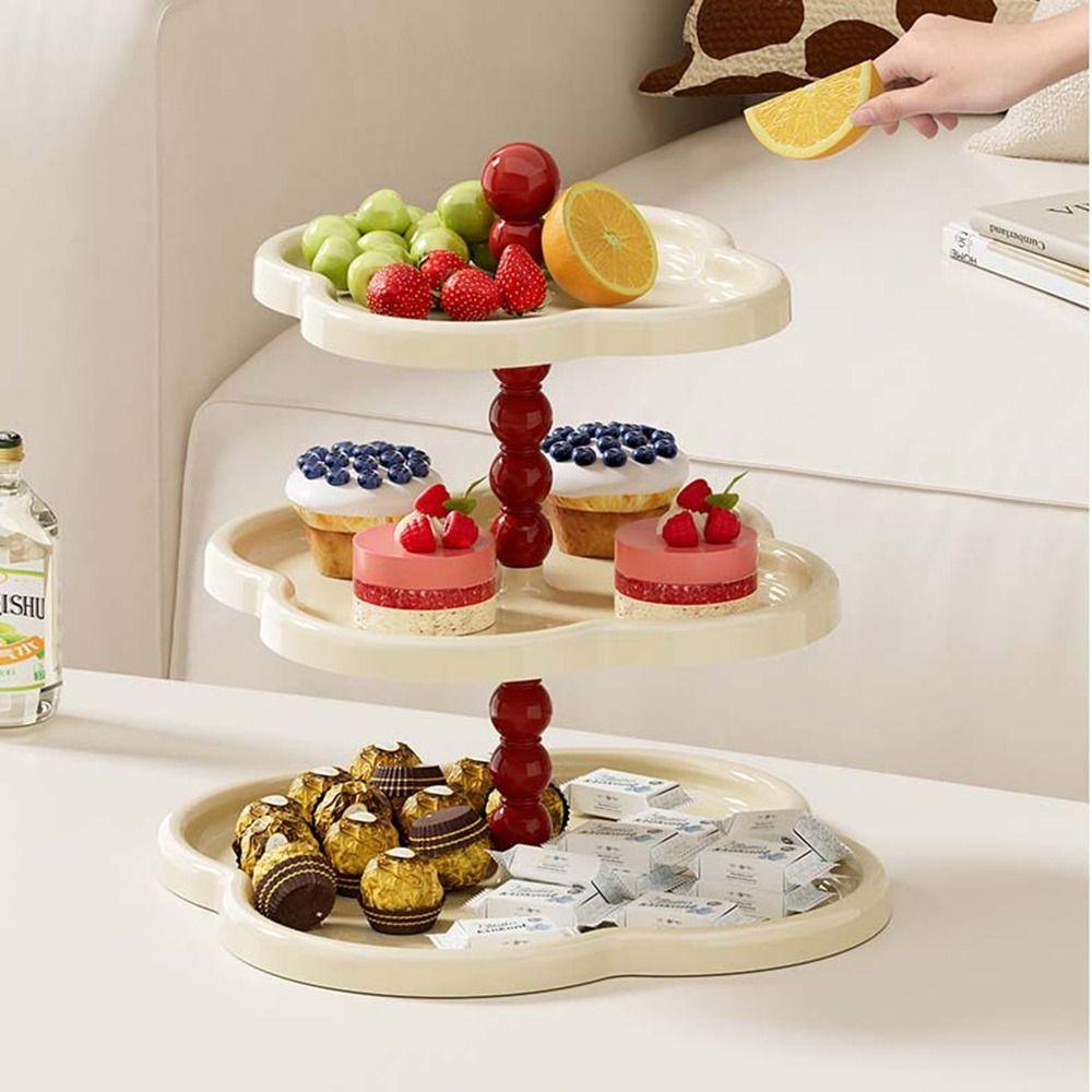 

Vintage 3 Layers Cupcake Serving Stand Plastic Tiered Serving Trays Sundries Storage Tray Desktop Beige-2 Layers