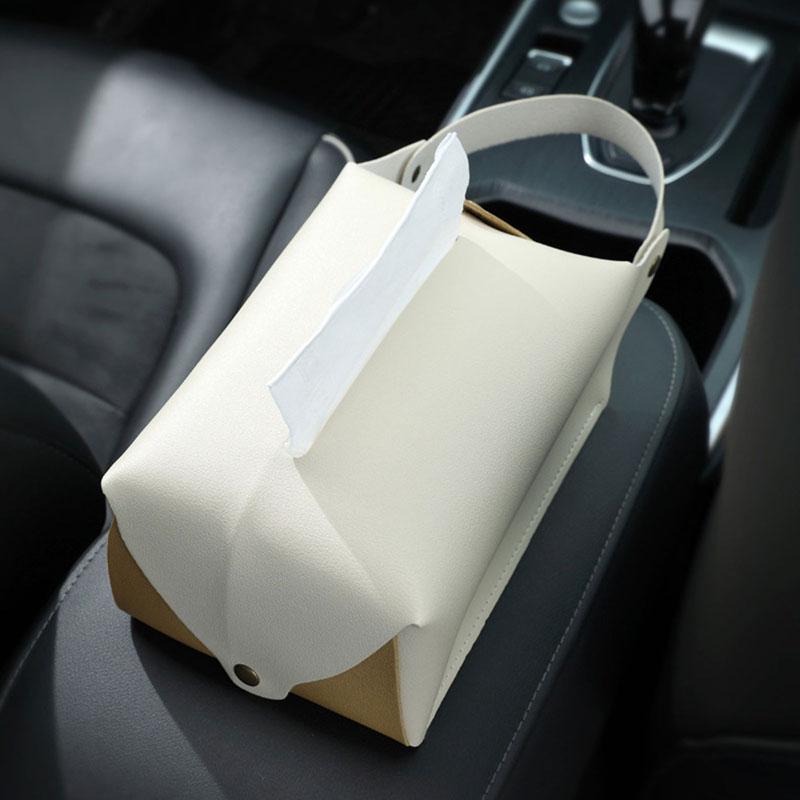 Car Hanging Tissue Box Leather Paper Towel Storage Truck Bag Family Trip Organizer Vehicle Decoration Headrest Tissue Holder