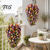 Decorative Cascading Fake Foliage 10/16Pcs Artificial Hanging Flowers, Faux Morning Glory Vine with Eucalyptus, UV Resistant Botanical Decor