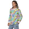 ZUMBA WEAR Unisex Colorful Print Smiley Face Long T-Shirt Z3T000137 Size M Multicolor