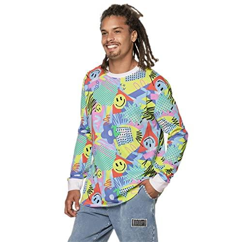 ZUMBA WEAR Unisex Colorful Print Smiley Face Long T-Shirt Z3T000137 Size M Multicolor