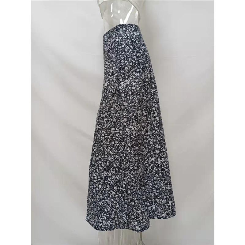 Summer Women's European And American Floral Print High Slit A-Line Bodycon Skirt Midi Skirt Stylish Slim Fit Half Skirt