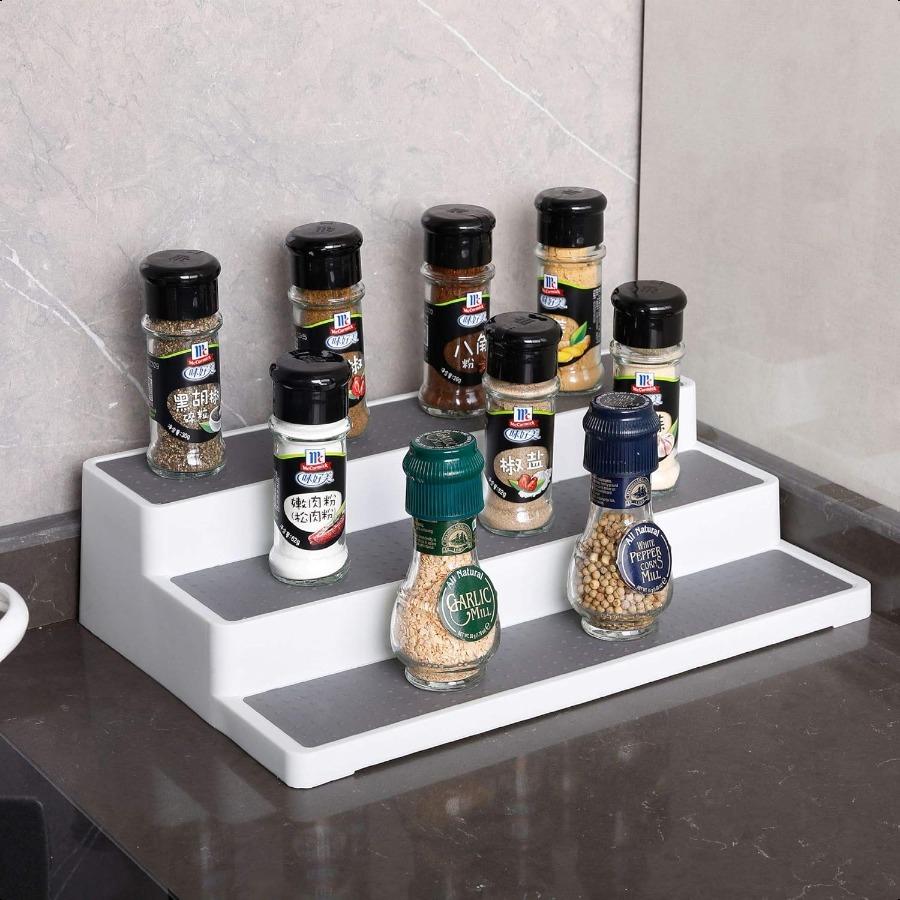 Spice Rack Organizer for Cabinet3Tier Rack Step Shelf for Pantry Countertop Non Skid and Waterproof Shelf For Spice Bottles Jar