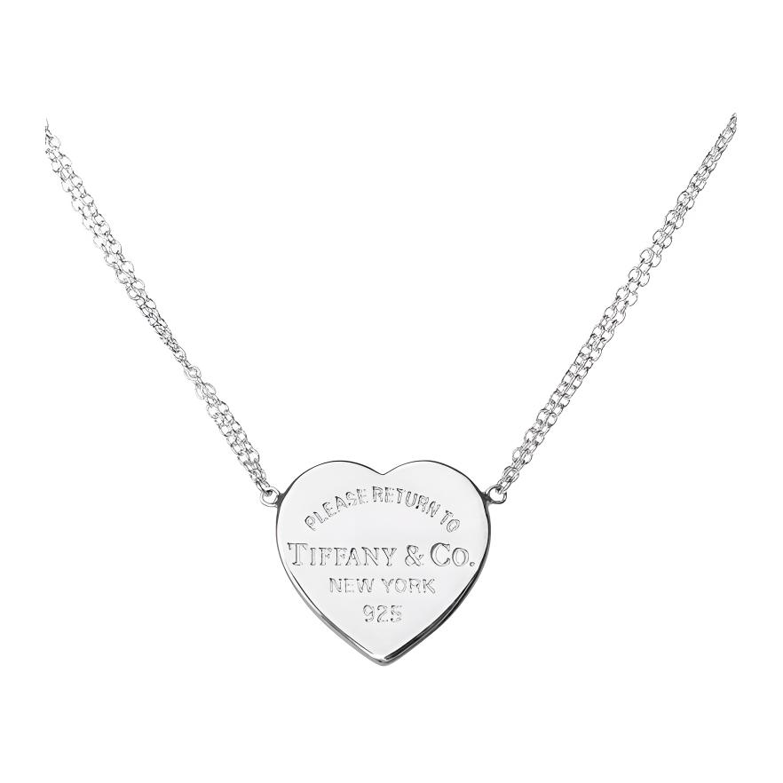 Tiffany & Co. Return To Tiffany Heart Tag Double Chain Necklace Women Necklace Silver 29633452