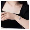 Pandora Glacier Blue Shining Heart SILVER Snake Chain 925 Silver Bracelet Set Women's Silver ZT-0350