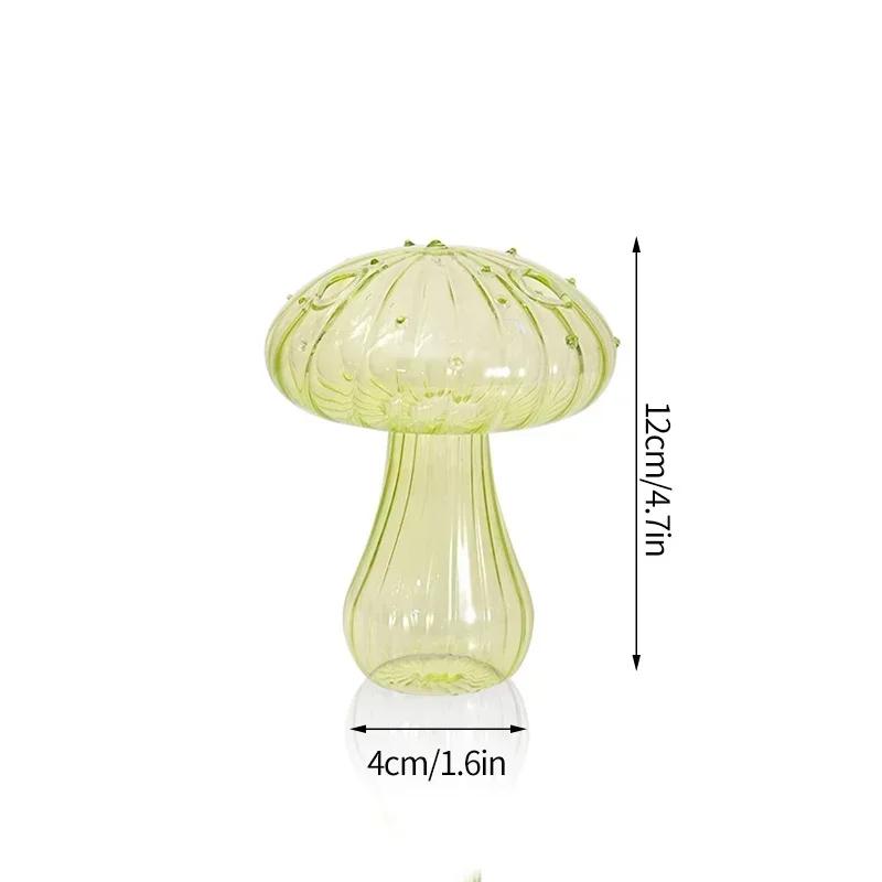 Transparent Mushroom Glass Vase Hydroponic Flower Pot Creative Desk Decorative Vase Aromatherapy Bottle Home Office Decorations