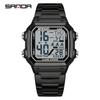 Sanda 6380 Fashion Men's Electronic Led Digital Watch Sports Night light Multi Functional Waterproof Student Timing Alarm Clock