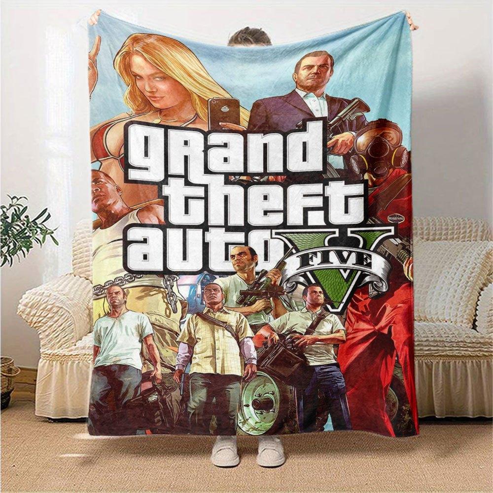 1pc Grand Theft Auto Soft Flannel Blanket with Designer Print A cozy blanket for all seasons, perfect for the couch, bed, office